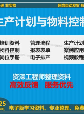 PMC生产计划与物料控制视频课程管理培训PPT生产仓库物料流程表格