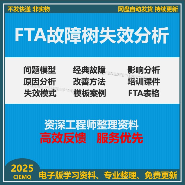 FTA故障树分析培训资料案例文件工具电子版表格模板