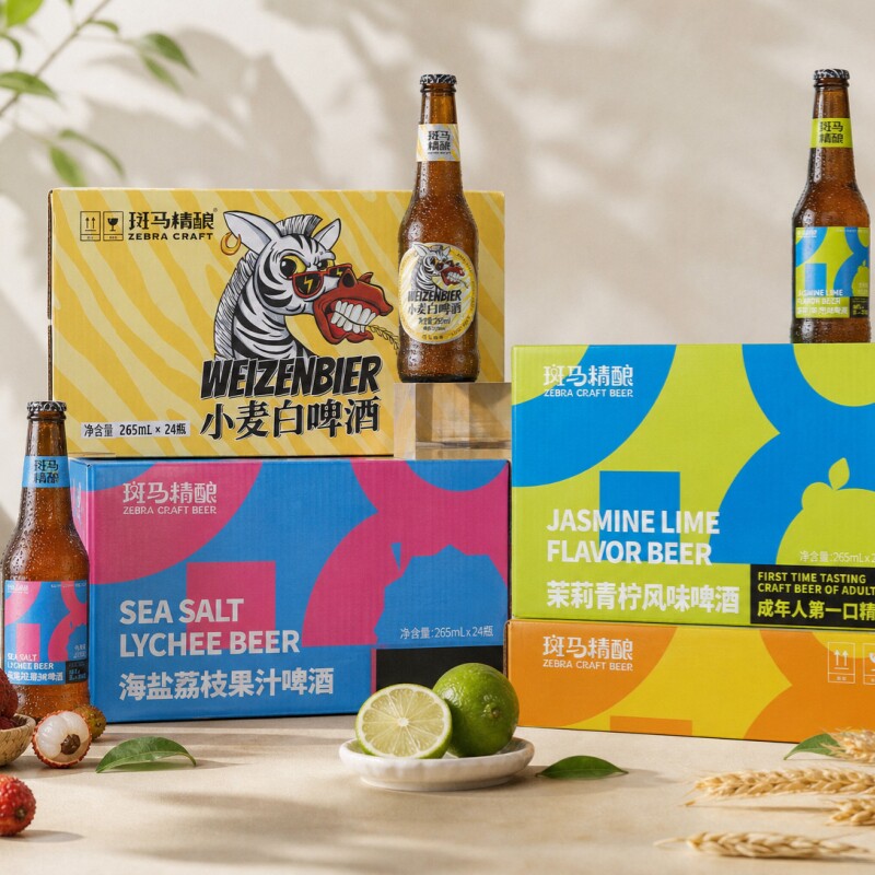 斑马精酿海盐荔枝茉莉青柠24瓶装