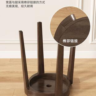 圆凳简约小凳子客厅轻奢餐桌椅子 实木凳子家用可叠放高板凳新中式