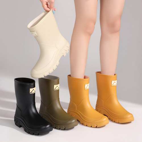 女中筒防滑防水加绒舒适雨靴