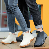 洗车钓鱼鞋 加绒保暖骑手厨房胶鞋 防滑短筒情侣雨靴防水鞋 男女雨鞋