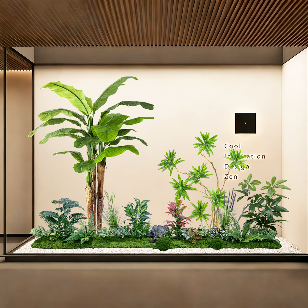 仿真绿植大型室内造景组合假植物景观场景装饰橱窗景观楼梯下摆件
