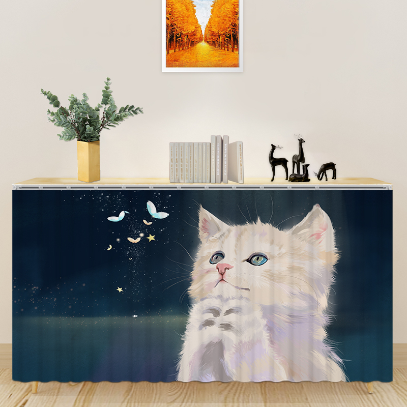 柜子遮挡帘橱柜遮丑布免打孔遮挡