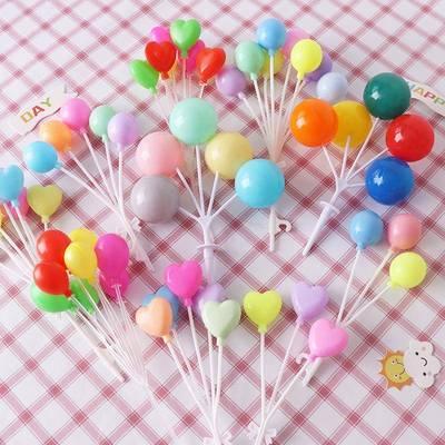 网红卡通马卡龙彩色心圆气球蛋糕装饰插件小清新甜品桌装饰