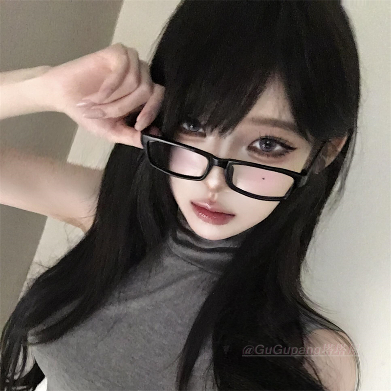 复古黑色小方框眼镜日系COS二次元动漫镜框y2k古早辣妹素颜眼镜架