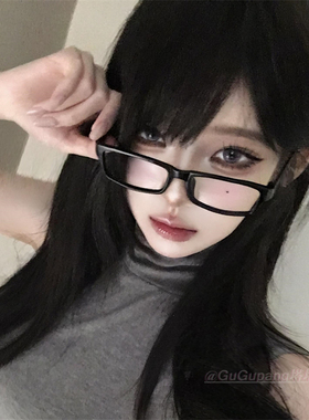 复古黑色小方框眼镜日系COS二次元动漫镜框y2k古早辣妹素颜眼镜架