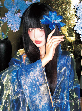 清冷感蓝色百合花发夹