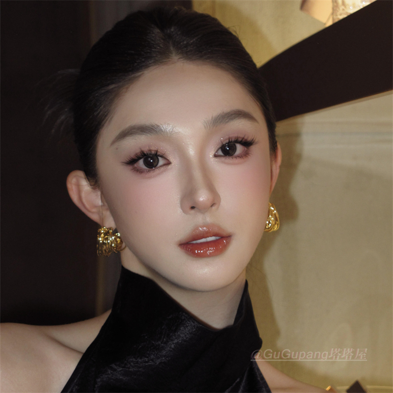 高级感金属C形圈圈耳环