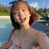 波西米亚金色贝壳海星珍珠叠戴项链海边度假风拍照锁骨链辣妹颈链