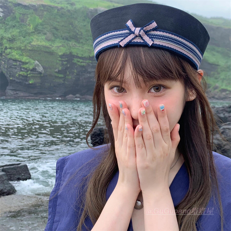 日系藏蓝色蝴蝶结水手帽可爱少女感JK制服护士礼帽cos拍照海军帽