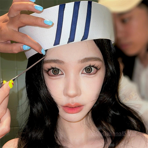 易梦玲同款白色条纹水手帽子