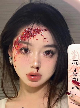 万圣节装饰妆容红色钻石纹身贴