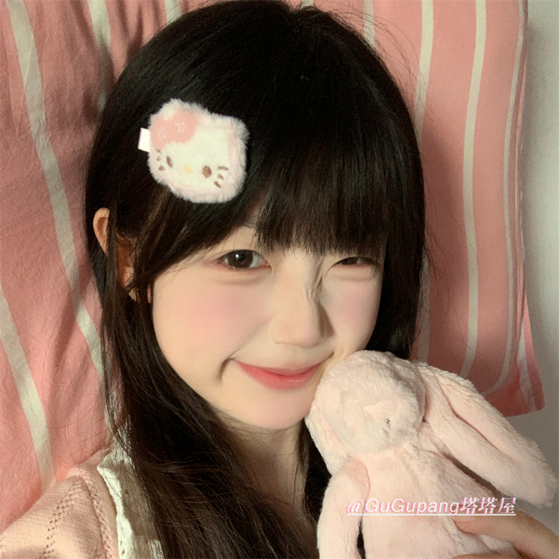 可爱卡通kitty猫毛绒发夹