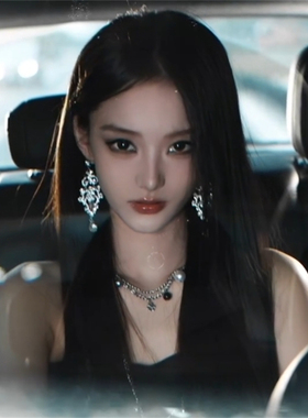 韩系超闪钻石长流苏耳环气质轻奢高级感夸张耳夹名媛晚宴婚礼耳饰