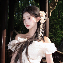绝美古风铃兰花朵流苏发夹新中式氛围感边夹发饰旗袍汉服和服头饰