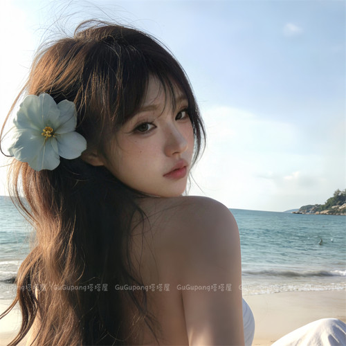 浅蓝色郁金香发夹花朵侧边夹