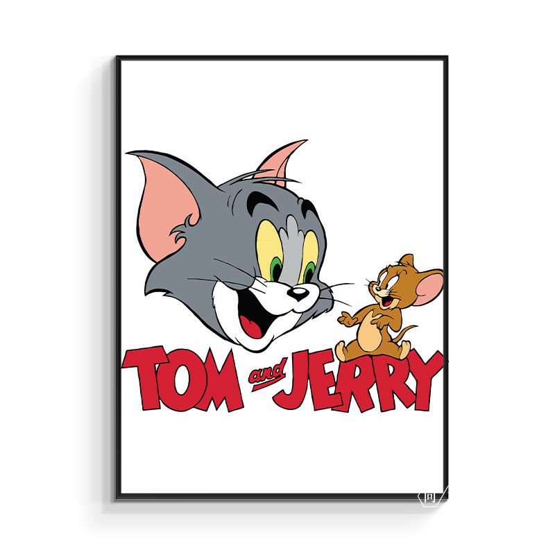 现代简约客厅装饰画猫和老鼠沙发背景墙挂画北欧卧室房间墙面壁画