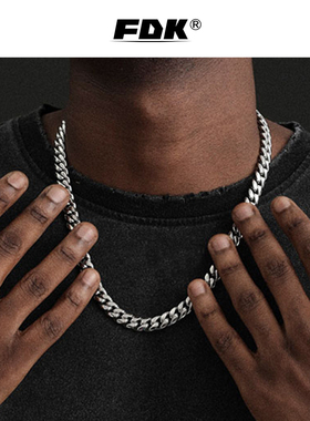 FDK【吴磊同款】古巴链项链男女潮嘻哈钛钢欧美小众ins简约搭配