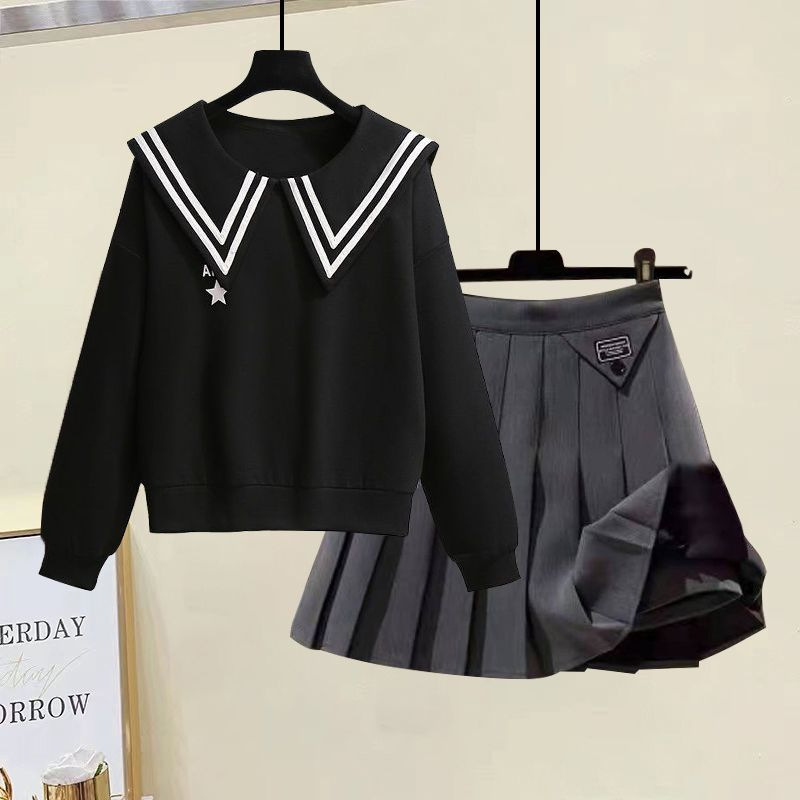 女装夏装气质遮肚显瘦2023新款百搭裙套装卫衣校园风上衣女装短裙