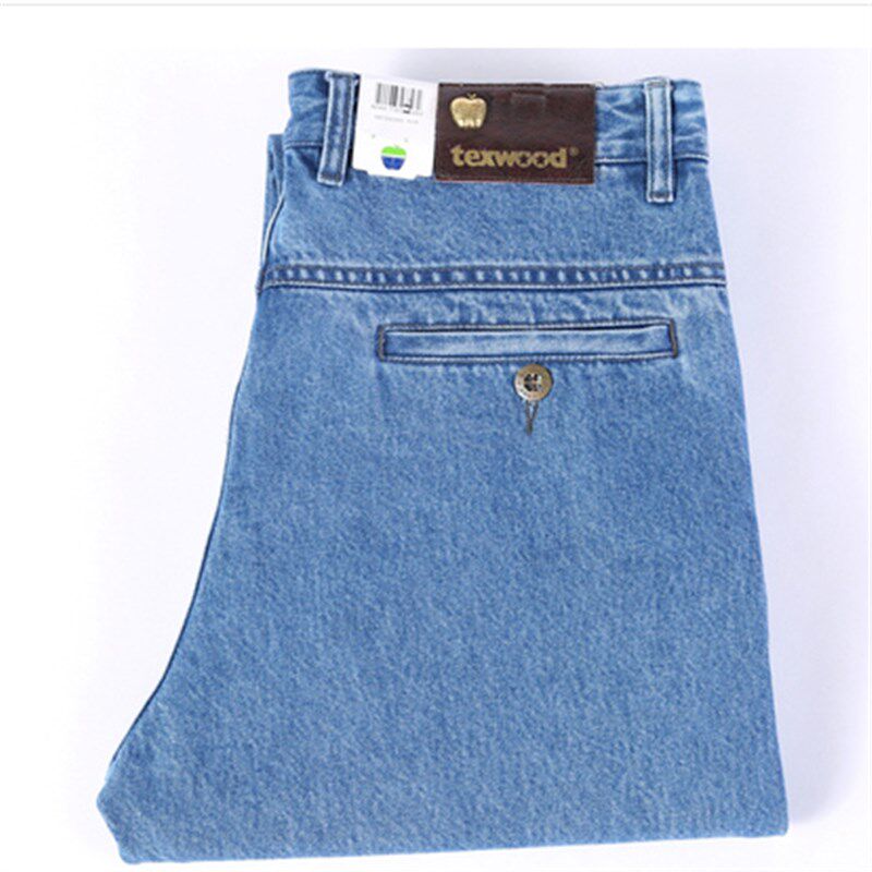 苹果牛仔裤男宽松直筒秋冬款中老年高腰深裆纯棉百搭大码休闲男裤