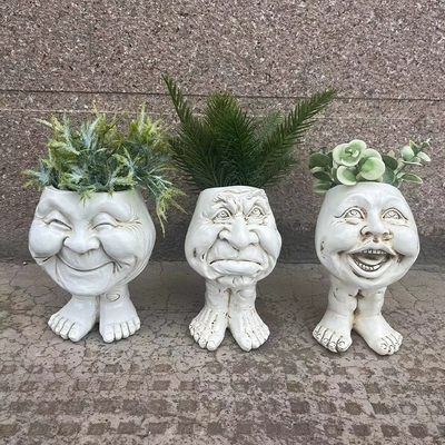 Muggly's The Face Statue Planter滑稽麻瓜脸雕塑搞怪表情 花盆