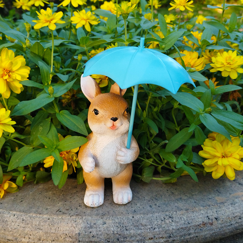 跨境热卖小鸭子打伞动物摆件花园庭院阳台装饰盆景幼儿园民宿造景