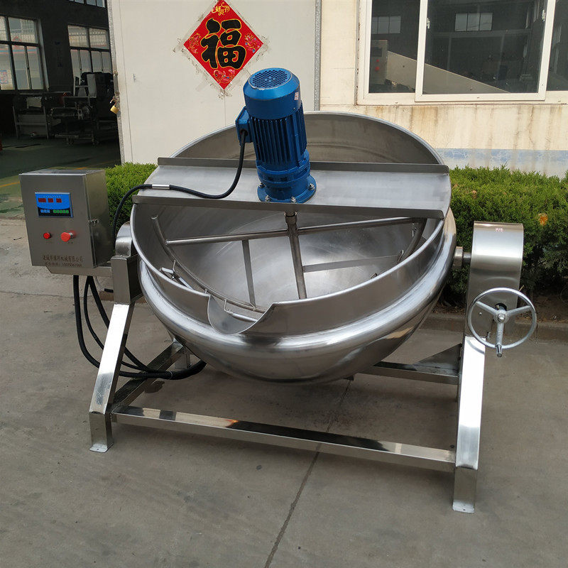 不锈钢自动搅拌蒜蓉酱炒制机器 熬调味料设备 可刮底翻炒夹层锅