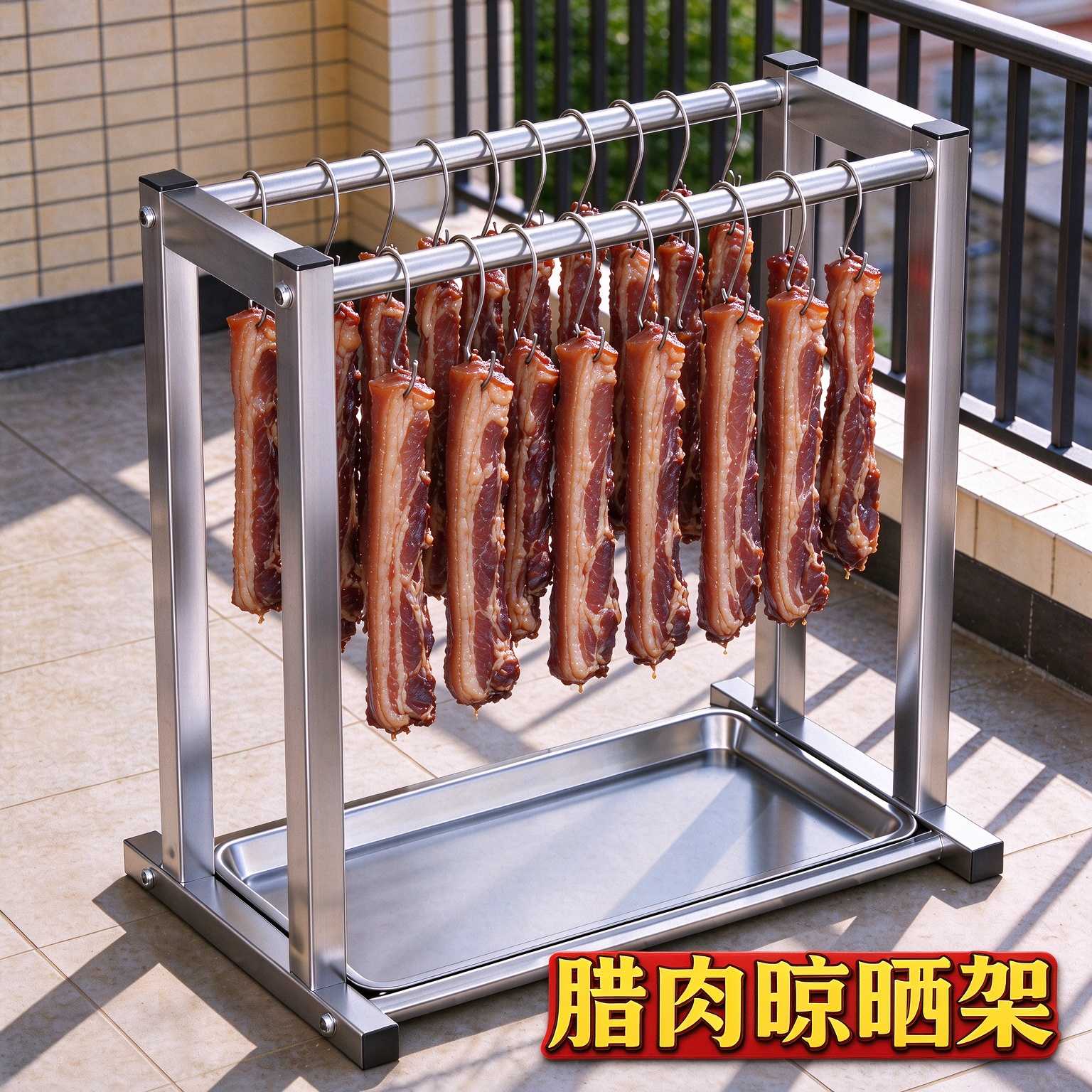 家用腊肉晾晒架腊肠灌肠晾晒神器阳台晒牛羊肉专用挂架风干晾晒架
