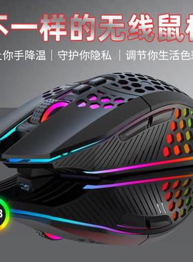 虎猫X801洞洞无线鼠标静音充电RGB发光电脑办公游戏mouse新款