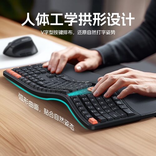 人体工学键鼠双模套装蓝牙无线垂
