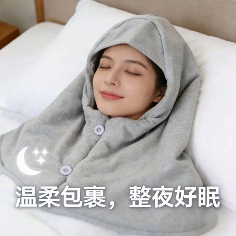睡眠养生帽纯棉花保暖护额头月子帽隔音专用头套老人头罩