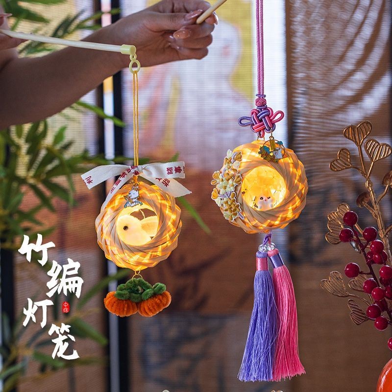 中秋节门挂兔子灯中式手提儿童竹编灯笼2025新款乔迁古风挂件挂饰