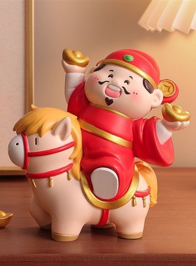 马上发财财神爷桌面摆件办公室工位装饰品2026马年创意纪念品礼物