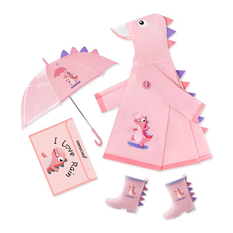 儿童雨衣3件套中小童幼儿园宝宝上学书包位全身雨披2-8岁原创设计