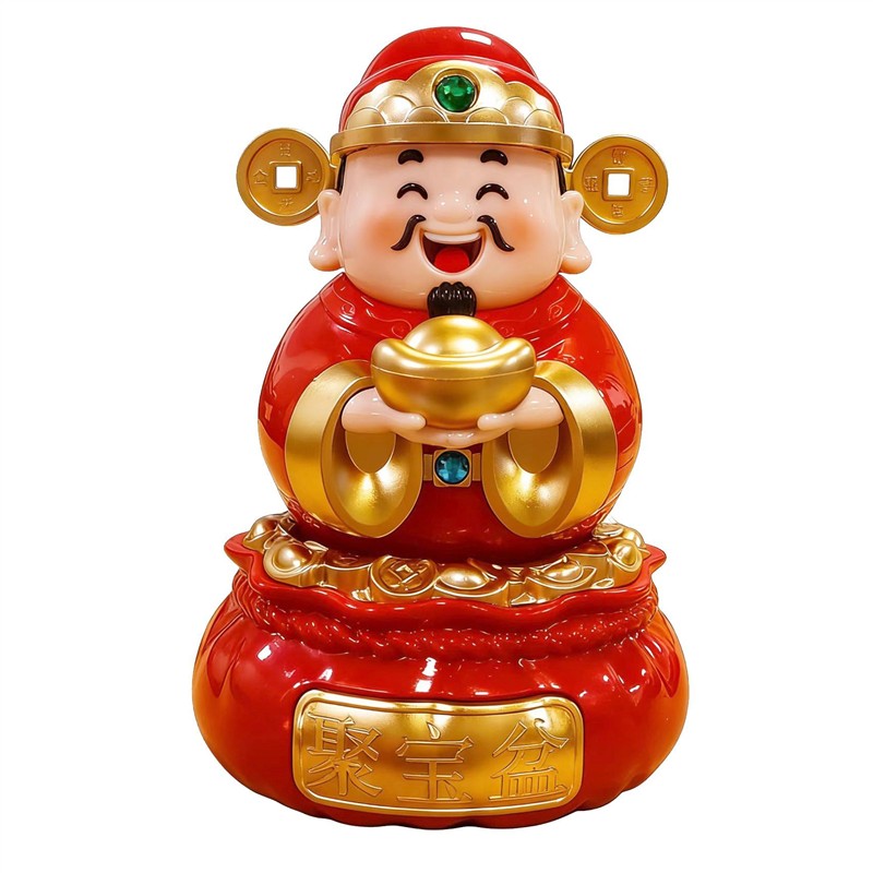 2026款全新太阳能财神爷会动摇头晃脑卡通摆件