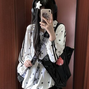 二次元满印星星波点连帽防晒衣女夏季设计感甜美萌系防晒服外套女