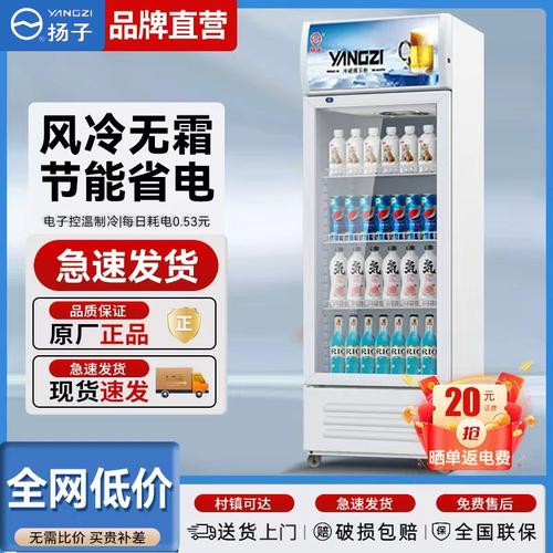 扬子纯白饮料展示柜冷藏冰柜保鲜双开门冷柜商用单门啤酒冰箱立式