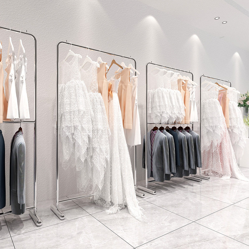 婚纱店展示架不锈钢落地旗袍礼服服装展示架