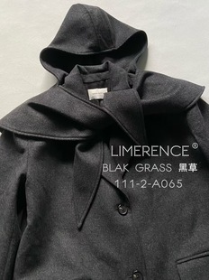 大衣 But秋冬三角巾连帽高克重杂灰羊毛宽松长款 独家对版 Magda