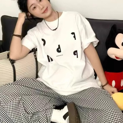 白色短袖正肩纯棉t恤女夏