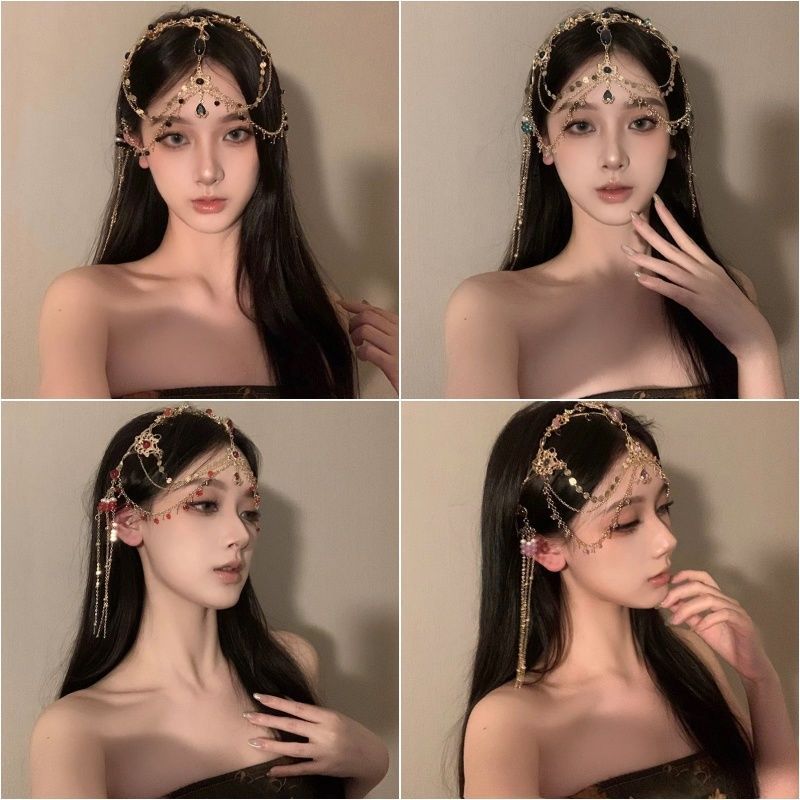 西域敦煌公主风情古装流苏额饰眉心古风汉服头饰异域拍照发饰复古