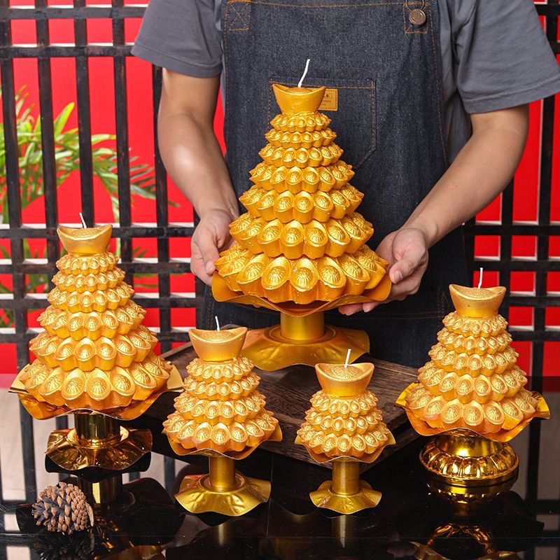 供财神金元宝蜡烛聚财元宝蜡烛元宝塔财神殿莲花灯批发供灯蜡烛厂