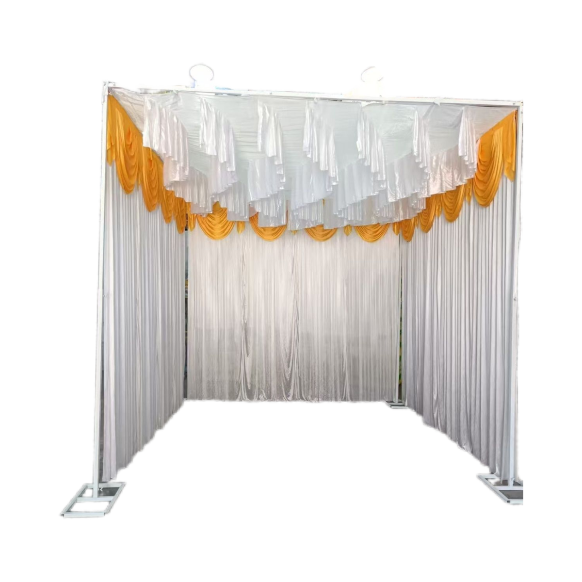 婚庆背景布幔红白喜事用品灵屋全套吊顶纱幔宴会厅S型云顶纱吊顶