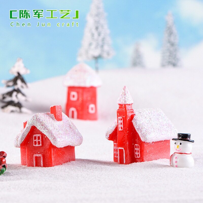 房子圣诞雪人摆件红色风格房子礼图片