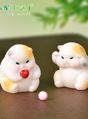 面摆件不听不看可爱肥猫树脂小摆