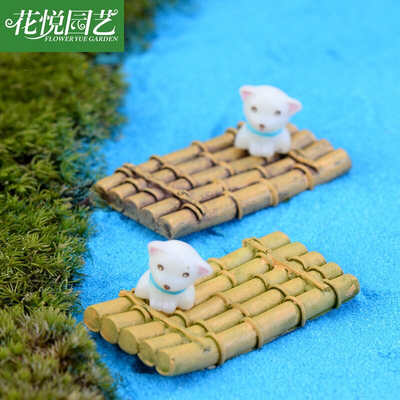 脂摆件竹排竹筏小船水族多肉饰品