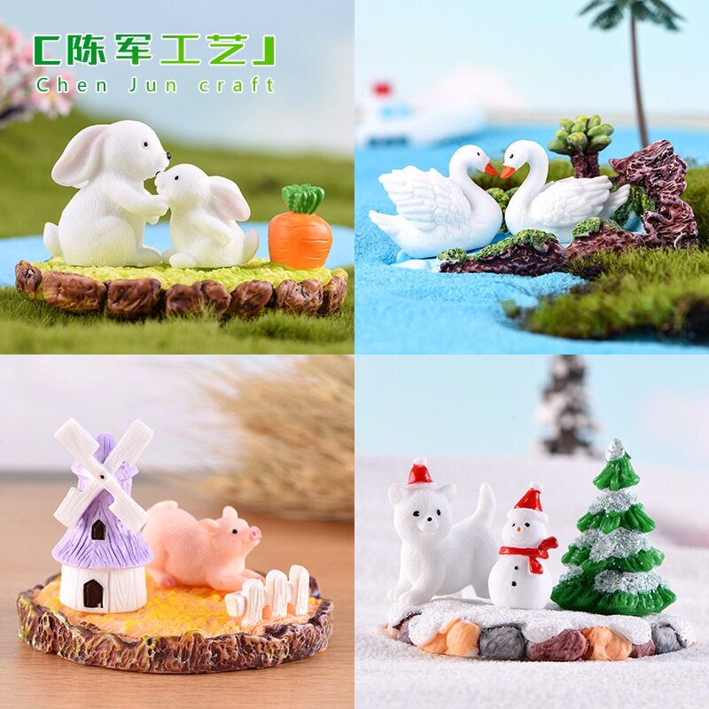 三件套小猪兔子天鹅春夏秋冬景色