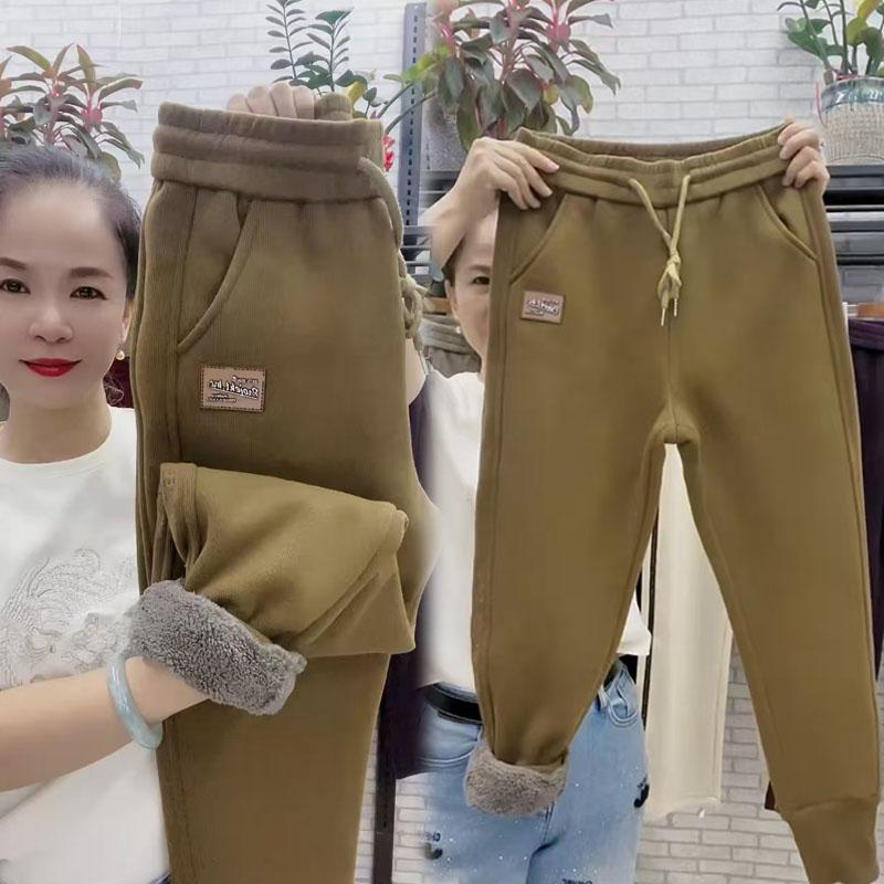 冬季新款加厚加厚休闲裤女百搭哈伦裤高档外穿显瘦遮肉时尚运动裤