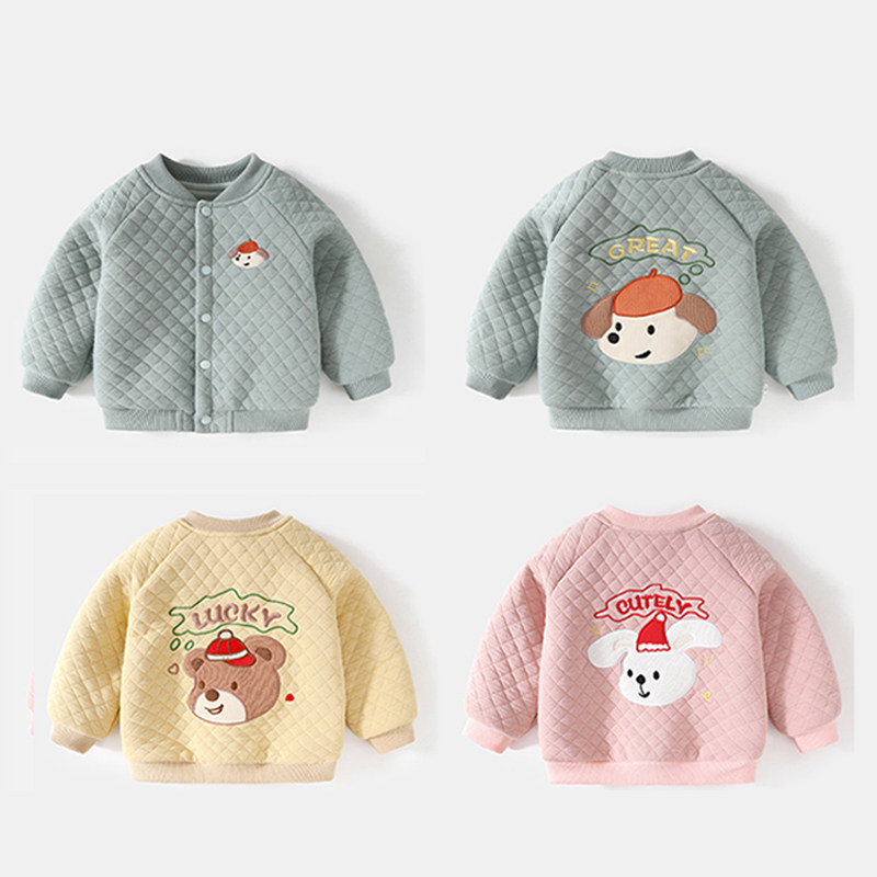 男童外套加绒婴儿衣服秋冬1-3岁女童宝宝棉衣棉袄儿童棉服冬装